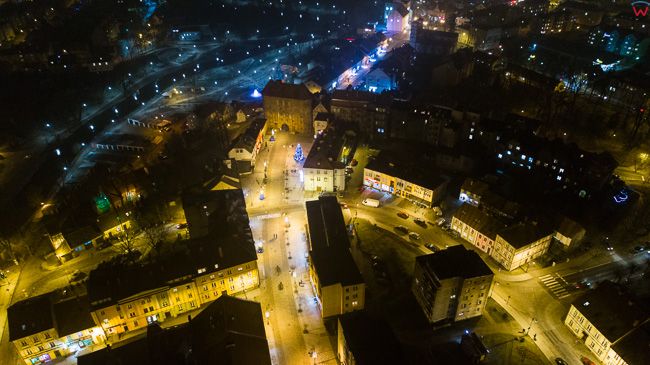 Lidzbark Warminski, 19.12.2017 r. centrum miasta noca. EU, PL, warm-maz. Lotnicze